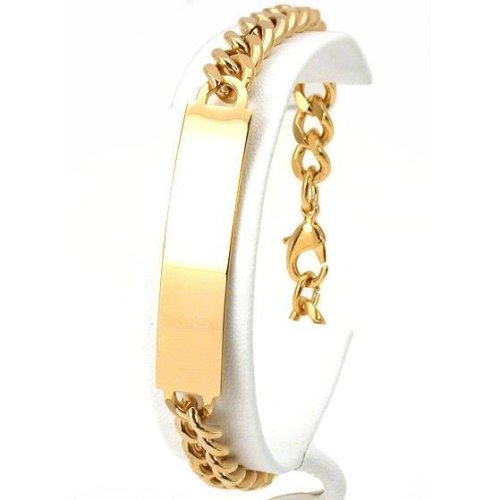 Mens ID Bracelet Curb Chain Gold Plated Jewelry 8.5