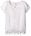 Derek Heart Girls' Big Short Sleeve Dolman Top W/Fringe BTM & Beads