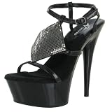 VIVID Star Womens Chrome Plated Platform Dancer Stripper Heels Shoes Black 6" Heel