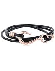 Giles and Brother Hook and Natural Leather Wrap Bracelet, 21"