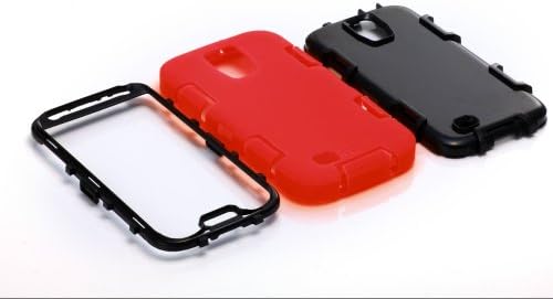 ERJFGE(TM) 3in1 Robot Combo Hard Soft High Impact Armor Case Skin Gel for Samsung Galaxy S4 IV i9500 (Red BlacK)