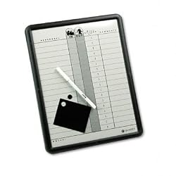 Quartet DuraMax Porcelain In/Out Personnel Board System, 18 Names, 11 x 14 Inches, Black Plastic Frame, Gray (750)