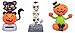 Halloween Solar Dancing Pumpkins, Skull Heads and Black Cat, 3-pc Set