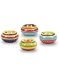 Set 4 Assorted Pieces 5" Ceramic Medium Colorful Southwestern Covered Ashtrays