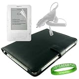 Amazon Kindle Accessories Kit for Amazon Kindle 2 Wireless Reading Device Includes: Kindle 2 Executive Leather Cover Jacket + White Rapid Car Charger For Amazon Kindle 2 + Kindle 2 Screen Protector+ Vangoddy tm, Live * Laugh * Love Wrist Band!!!