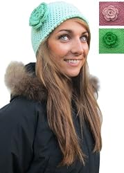 Handmade Lightweight Acrylic Hat - Hand-crocheted Flower Pin (100% Crocheted By Hand)