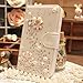 Galaxy Note 5 Case,HAOTP(TM) White Luxury 3D Fashion Handmade Bling Crystal Rhinestone PU Flip Wallet Leather Case Cover for Samsung Galaxy Note 5 (S Line Pearl Flower)