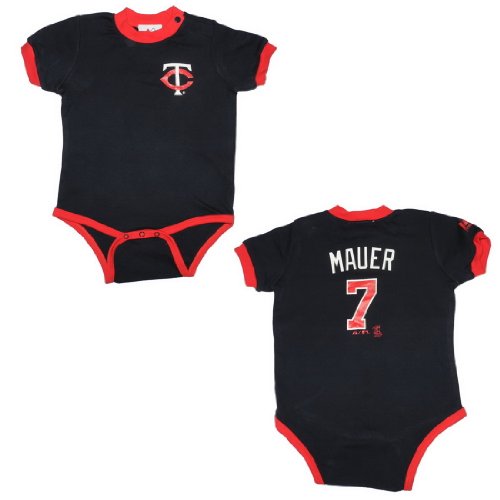 MLB Minnesota Twins Mauer #7 Baby / Infant One-Piece Bodysuit / Romper / Onesie - Blue (Size: 18)