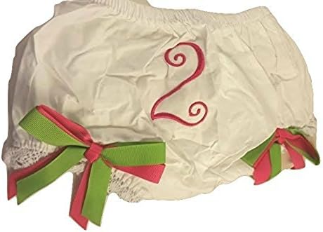 Toddler Baby Bloomers 1st 2nd White Birthday (Large, Large White Green Pink Number 2)