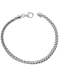 Sterling Silver Italian Franco Chain Necklace 3.7mm Rhodium Finish Nickel Free, sizes 32 & 36 inch