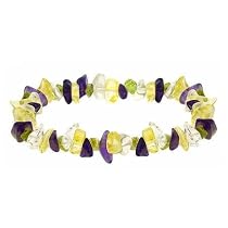 Genuine Amethyst Peridot Citrine Crystal Chip Bracelet