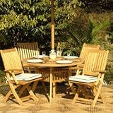70043 5pc Grand Hyatt 47 Inch Round Barbuda Teak Folding Dining Set