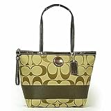 (コーチ)COACH シグネチャストライプ トートバッグ F17433 SKHMA カーキ×マホガニー 並行輸入品