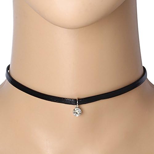Wo Mai Women Black Velvet Choker Necklace GothicJewelry (Diamond)