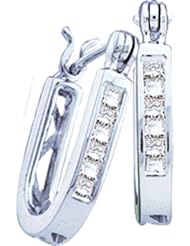 0.25CTW PRINCESS DIAMOND LADIES HOOPS EARRINGS