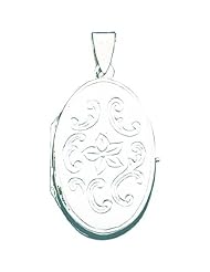 Sterling Silver Oval Flower Locket Jewelry 46mm