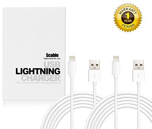 Scable 2 Pack 10ft Extended Extra Long 8 Pin to USB Sync and Charging Cable Charger Power Cord