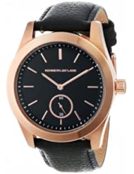 Kenneth Jay Lane Womens 2308S-01 2300 Series Black Dial Black Leather Watch