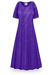 Plus Size Petite A-line Polyester/Spandex Stretchy Glittering Maxi Dress 