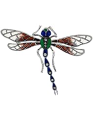 Sterling Silver Multi Color Enamel Dragonfly Brooch, 2 5/16 in. (59mm) wide