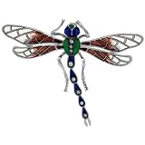 Sterling Silver Multi Color Enamel Dragonfly Brooch, 2 5/16 in. (59mm) wide