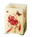 Spode Floral Haven Hurricane Candle and Glass Stand with Tea Light
