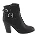 NATURE BREEZE FE17 Women's Dual Buckle Strap Stacked Block Heel Ankle Bootie