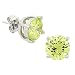 8mm Round CZ Light Peridot .925 Silver Stud Earrings