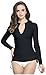 ilishop Women's UV Sun Protection Long Sleeve Rash Guard Wetsuit Swimsuit Top Black S-US4
