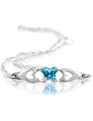 Butterfly Shaped Blue Green Cubic Zirconia Bracelet in 14kt White Gold - Cute