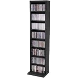 CD DVD Storage Tower with Black Finish [KD-CMR-002-BK-GG] by Office Furniture in a Flash