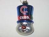 CHICAGO CUBS 3 1/2" tall and 2" wide Blown Glass Top Hat Snowman CHRISTMAS ORNAMENT