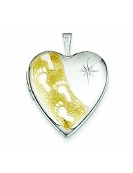 Genuine .925 Sterling Silver Gold-Plated Footprints 20mm Heart Locket 3.4 Grams. 100% Satisfaction Guaranteed.