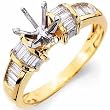 14Kt Yellow Gold Ladies Diamond Engagement Ring, Semi-Mount Setting