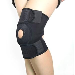 Elastic Neoprene Knee Patella Support Sports Brace Adjustable Strap - Black