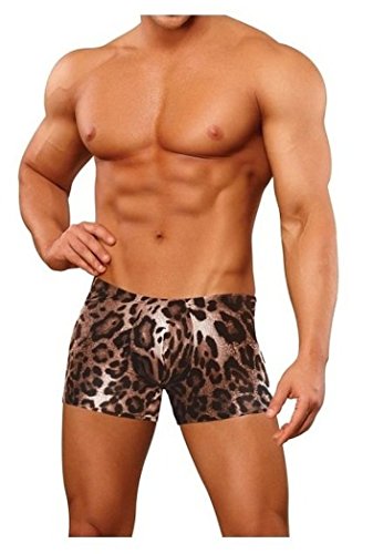 Male Power Brown Wide Snake Print Pouch Boxer Shorts