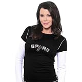 Majestic Threads San Antonio Spurs Women's Double Layer Thermal Long Sleeve T-Shirt W/ Swarovski Crystals Extra Large