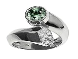 1.07 cts Genuine Green Sapphire and Diamond Ring - 14kt White or Yellow Gold