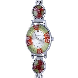 Pugster Elegant Oval&nbsp; Flower Encircled Murano Millefiori Watch Wrist