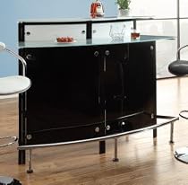 Big Sale Coaster Arched Bar Unit with Frosted Glass Counter in Black