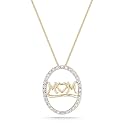 10k Oval w/ Diamonds "Mom" Pendant