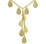 17 Fashion Link Lariat with Textured Tear Drops