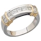 Two Tone Sided Bar Princess Diamond Wedding Band
