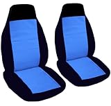 2 black and light blue car seat covers for a 2001 Ford Focus
