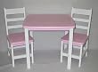 Child's Pink & White Square Table Set with 2 Chairs