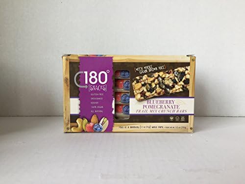 GLUTEN FREE: 180 Snacks Gluten Free Blueberry Pomegranate Trail Mix Nutritional Crunch Bars (3 Boxes of 5 Individually Wrapped Bars) (3 Items- Total 15 Bars) A Great Hiking or Healthy Gift Bundle.