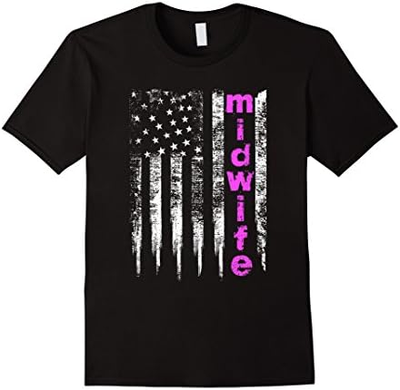 Men's Midwife flag tshirt for the best baby catchers in America XL Black