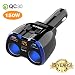 Car Charger, 150W 2-Socket Cigarette Lighter Splitter QC 3.0 Dual USB Ports 1 USB C Fast Car Adapter with Separate Switch LED Voltmeter Replaceable 15A Fuse for GPS/Dash Cam/Phone/iPad