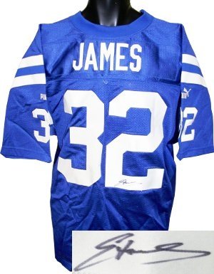 Edgerrin James Autographed/Hand Signed Indianapolis Colts Blue Puma Authentic Jersey