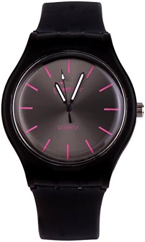 Pure Colour Fashion Jelly Silicone Strap Band Analog Dial Quartz Wrist Watch Black